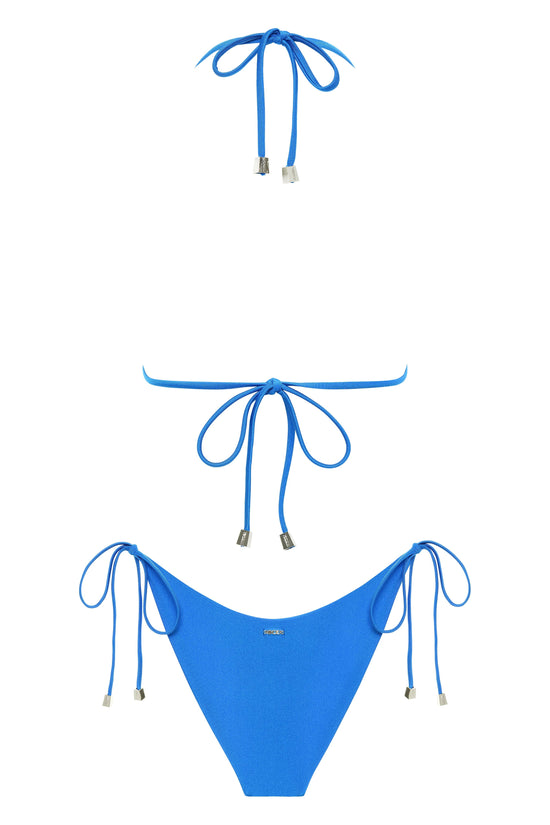 OlgaNikoza Blue Diana Seamless Triangle Top & Tie Side Bikini Bottom Swimwear Set Blue Diana Seamless Triangle Top & Tie Side Bikini Bottom Swimwear Set