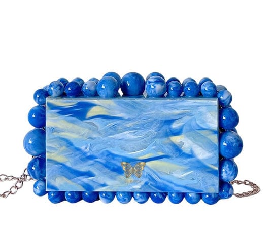 OlgaNikoza Kira Blue Acrylic Pearl Clutch Bag Kira Blue Acrylic Pearl Clutch Bag