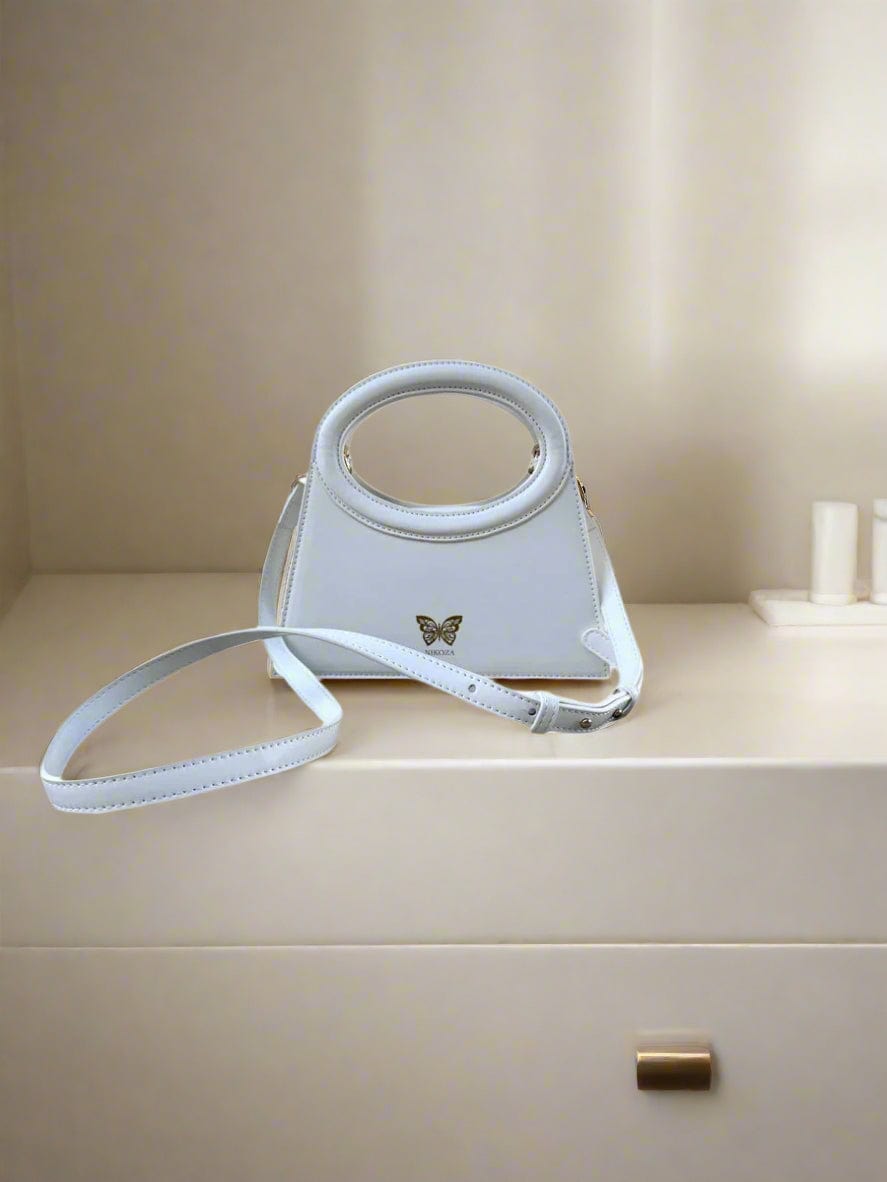 OlgaNikoza Luggage & Bags White Blue Runa Two-Way Designer Handbag by Nikoza Collection Blue Runa Two Way Faux Leather Handbag by Nikoza Collection