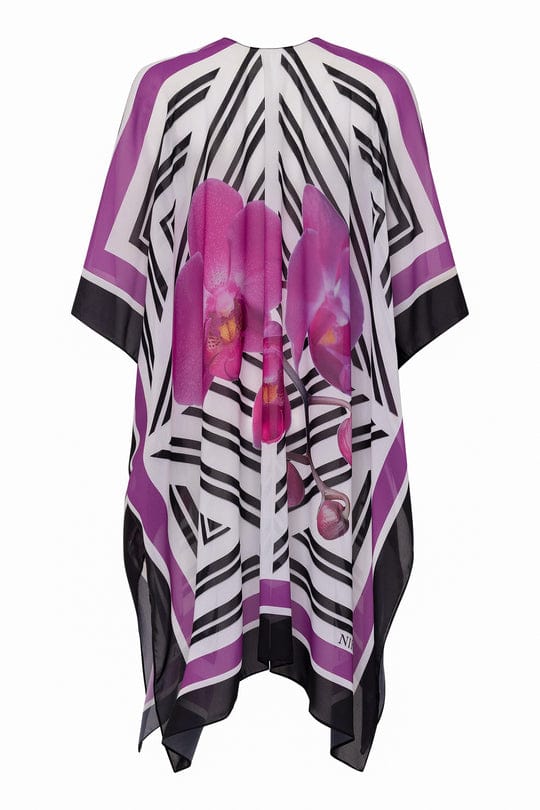 OlgaNikoza Multi / One Size Multi Phalaenopsis Silk Chiffon Long Cover Up Tunic Multi Phalaenopsis Silk Chiffon Long Cover Up Tunic