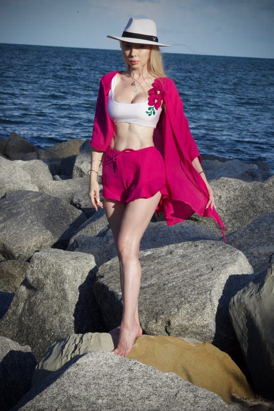 OlgaNikoza Pink / One Size Pink Key West Flare Cover Up Shorts Pink Key West Flare Cover Up Shorts
