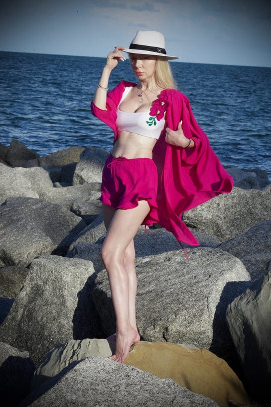 OlgaNikoza Pink / One Size Pink Key West Flare Cover Up Shorts Pink Key West Flare Cover Up Shorts