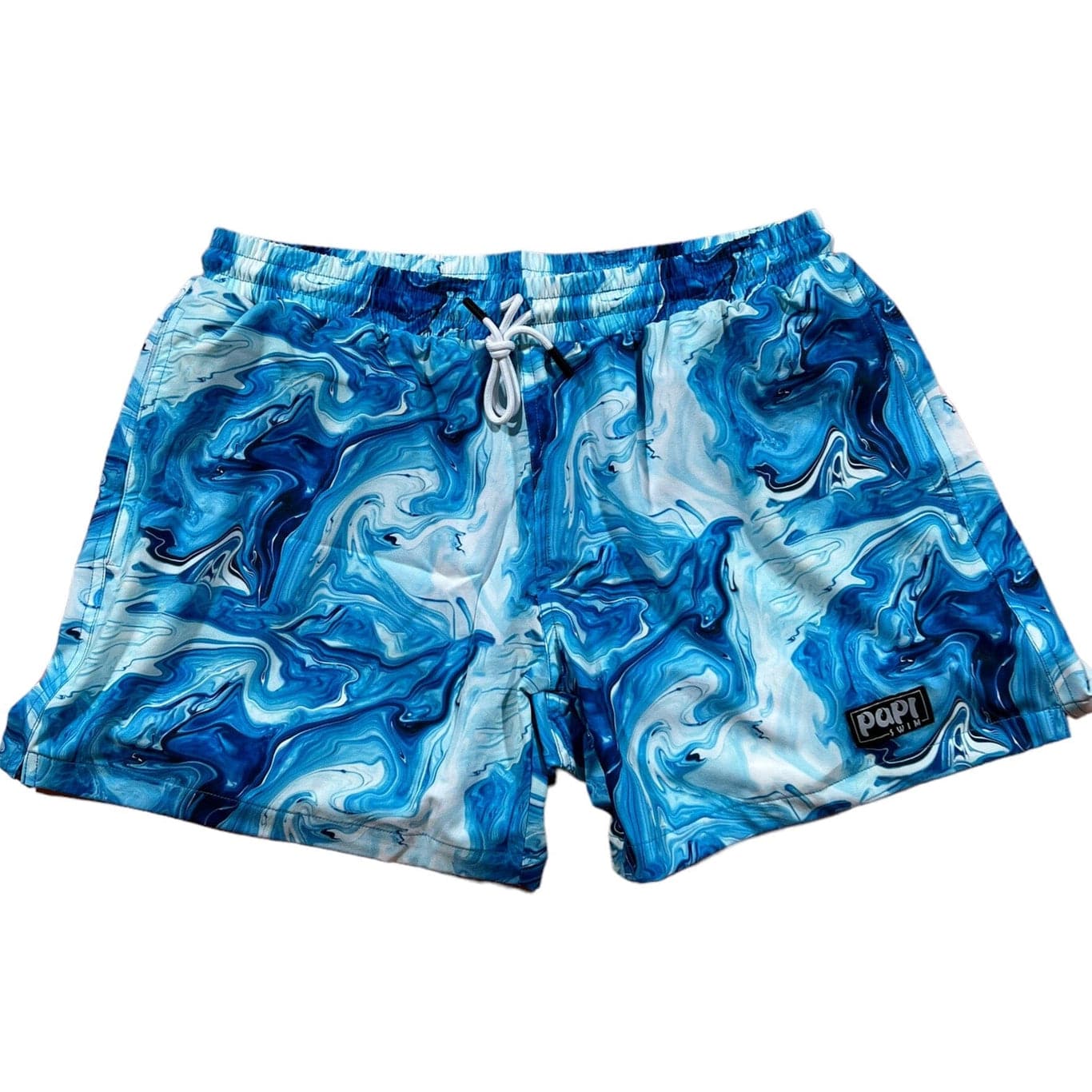 Papi Swim Apparel & Accessories > Clothing > Swimwear Men's Blue Azure 4-Way Stretch Fabric Swim Trunk 5.5" & 7.5" Inseam 2024 Papi Swim Men's Blue Azure Swim Trunks Board Shorts