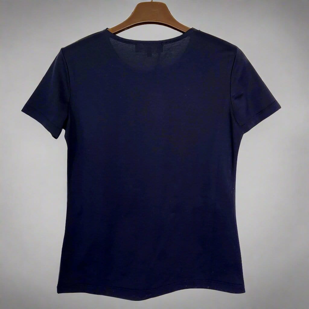 Sizzle Kiss Swimwear Apparel & Accessories > Clothing > Shirts & Tops Blue / EU 40 Loro Piana Navy Blue Women's Cotton Crew Neck T-Shirt Loro Piana Navy Blue Women's 100% Cotton Crew Neck T-Shirt