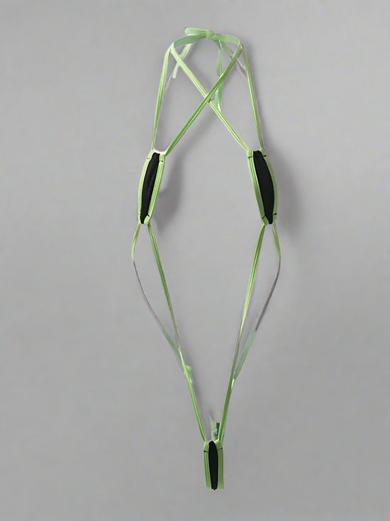 Sizzle Kiss Swimwear Apparel & Accessories > Clothing > Swimwear Black / One Size Sexy Black & Neon Green Extreme Micro Slingshot Thong G-String One Piece Swimsuit Black & Neon Green Extreme Micro Slingshot One Piece Swimsuit