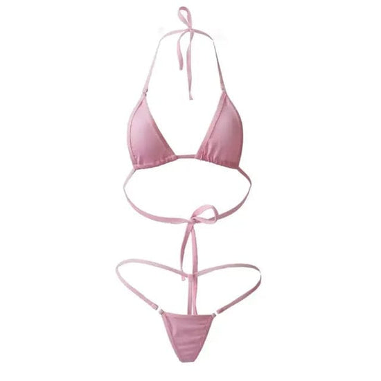 Sizzle Kiss Swimwear Apparel & Accessories > Clothing > Swimwear Pink Extreme Micro O-Ring Triangle Top & Thong G-String Bottom Bikini Sexy Pink Extreme Micro Triangle Top & Thong G-String Bikini Set