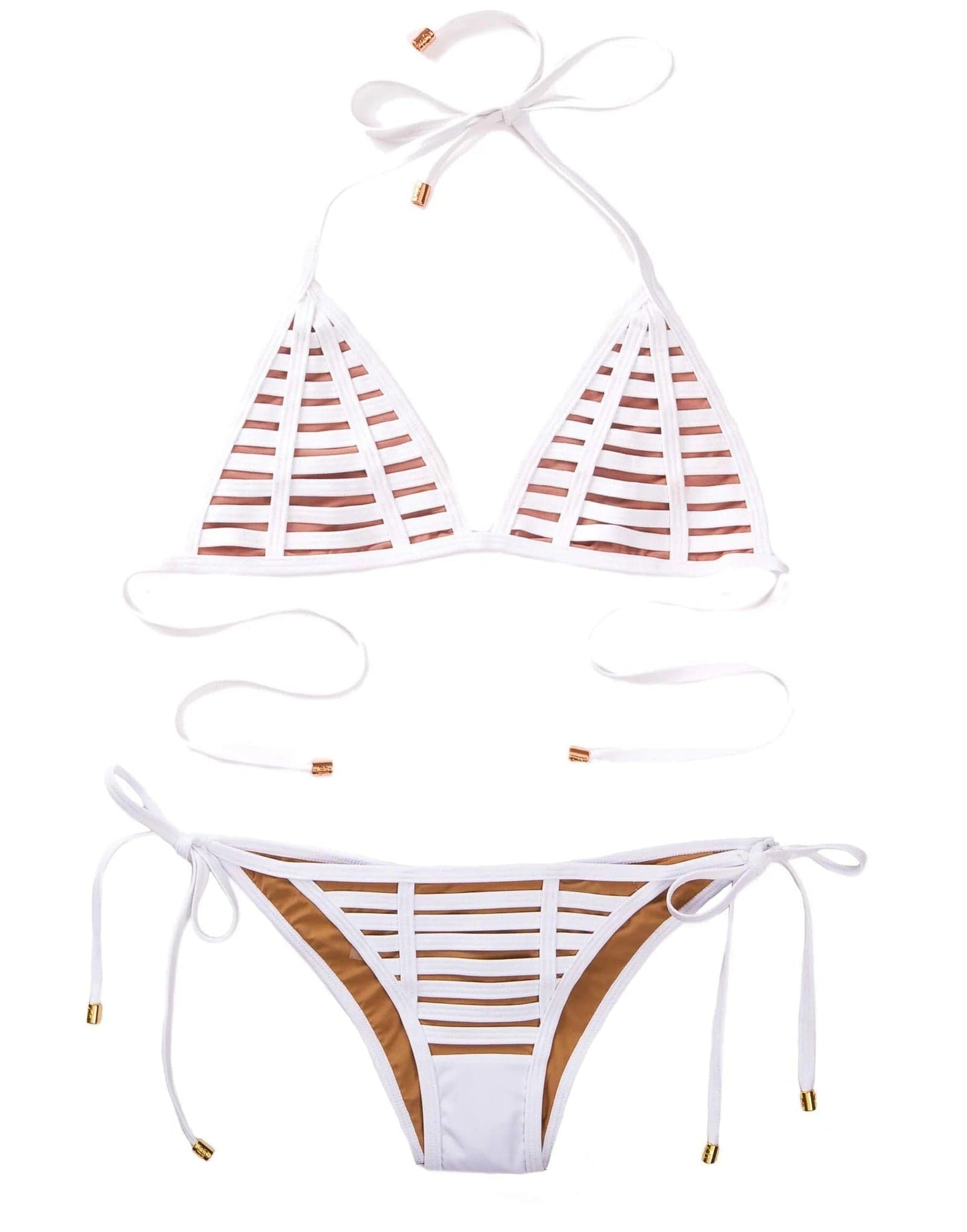 Sizzle Kiss Swimwear Apparel & Accessories > Clothing > Swimwear Sizzle Kiss Cruel Hard Summer White Triangle Top & Side Tie Scrunch Bottom Bikini Swimwear Set Sexy Beach Bunny Swimwear White Hard Summer Women's Bikini