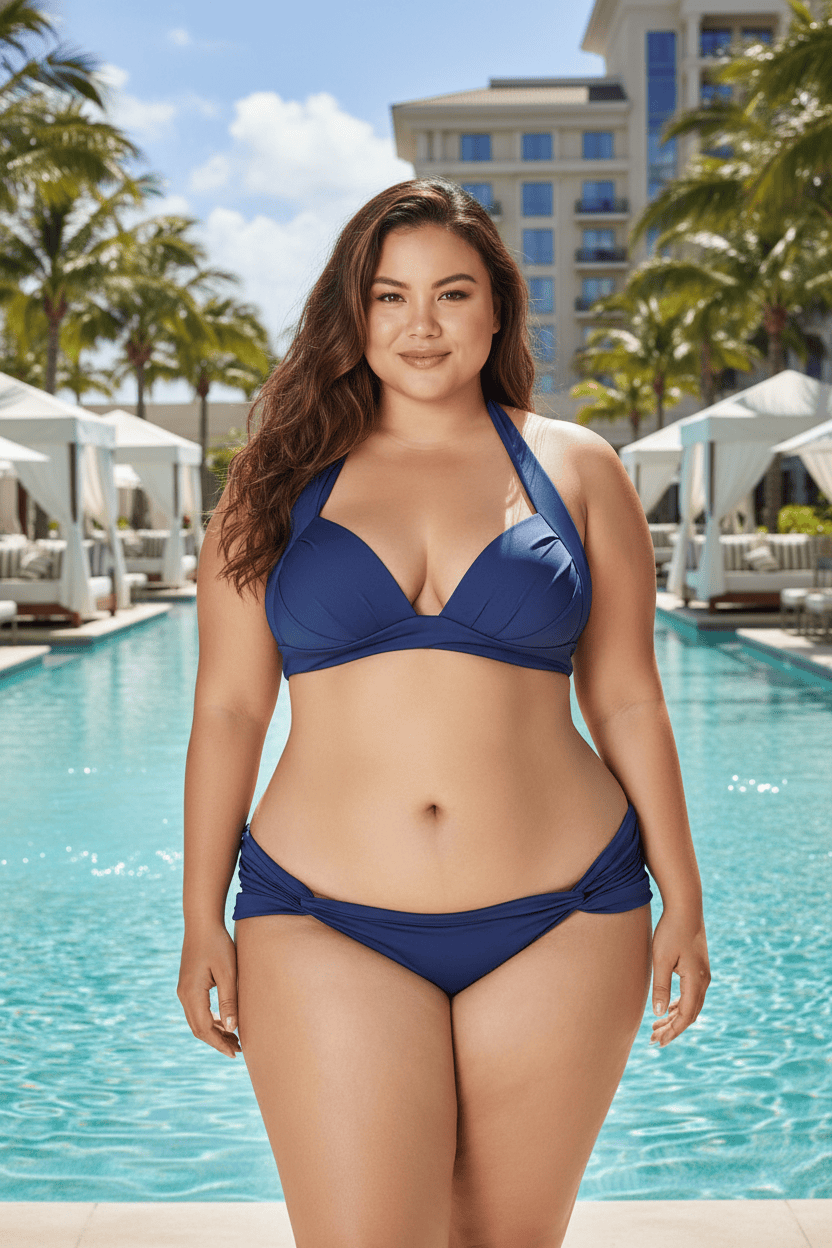 Thaikila Apparel & Accessories > Clothing > Swimwear Blue / Extra Large Thaikila Kaleido Reversible Blue Halter Top & Brazilian Cheeky Bottom Bikini Swimsuit Reversible Blue Halter Top & Brazilian Cheeky Bottom Swimsuit