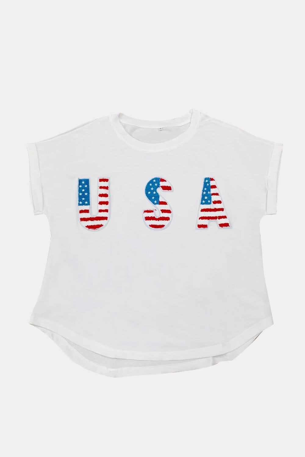 Trendsi Apparel & Accessories > Clothing > Pants White USA American Flag Print Round Neck Short Sleeve Women's Casual T-Shirt