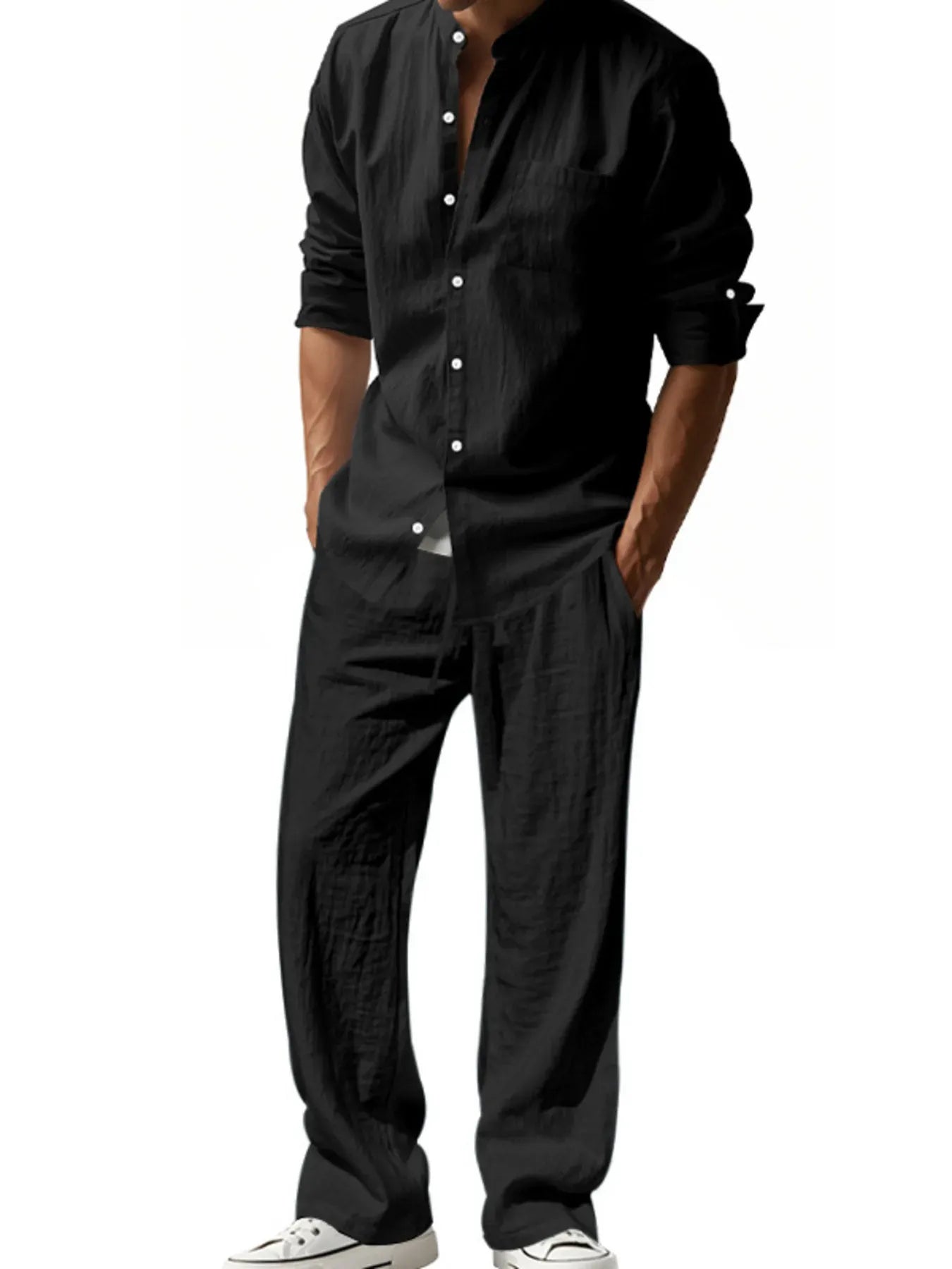 Trendsi Apparel & Accessories > Clothing > Shorts Men's Full Size Button Up Shirt and Pants Set Plus Size Men's Full Size Button Up Shirt and Pants Set Plus Size