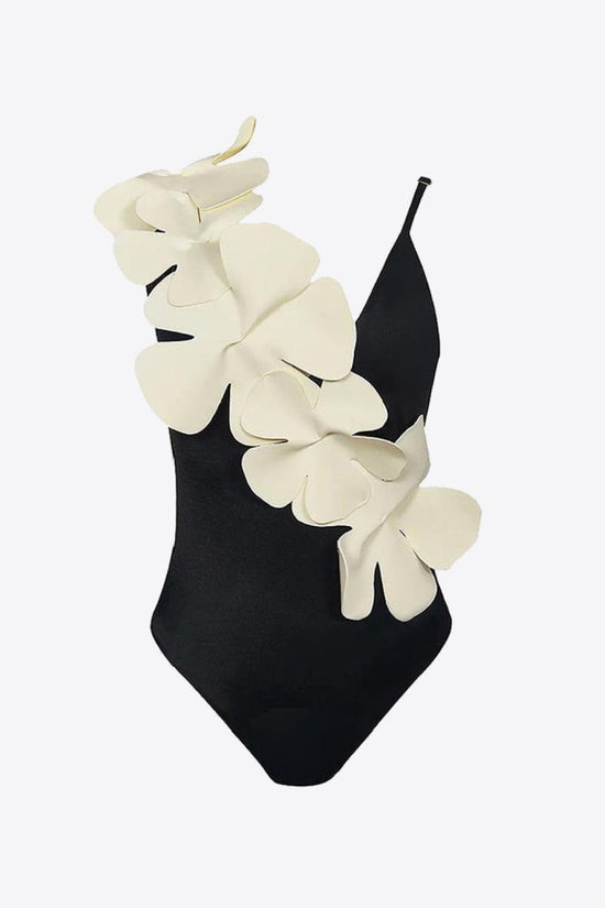 Trendsi Apparel & Accessories > Clothing > Swimwear Black / S Flower Contrast One-Piece Swimsuit