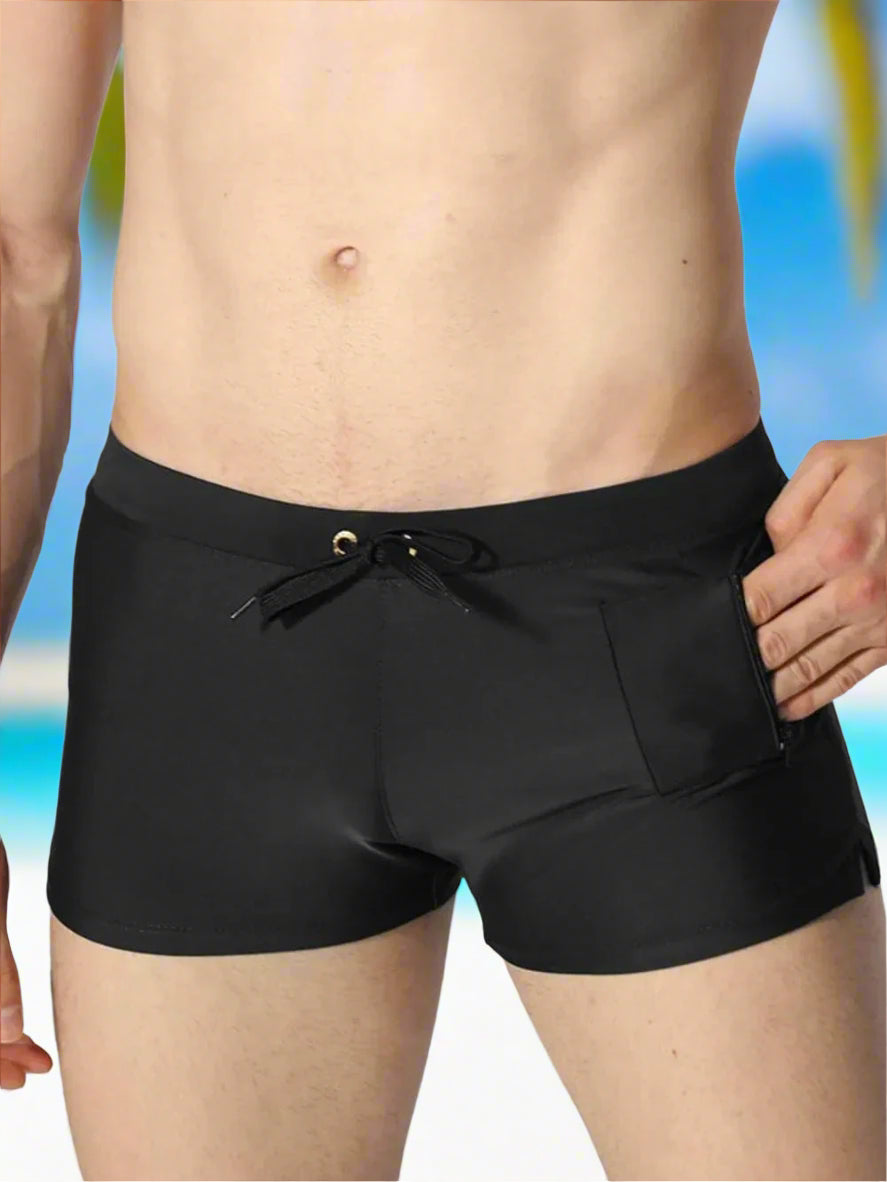 Trendsi Apparel & Accessories > Clothing > Swimwear Black / XL Men's Drawstring Swim Shorts Men's Drawstring Swim Shorts