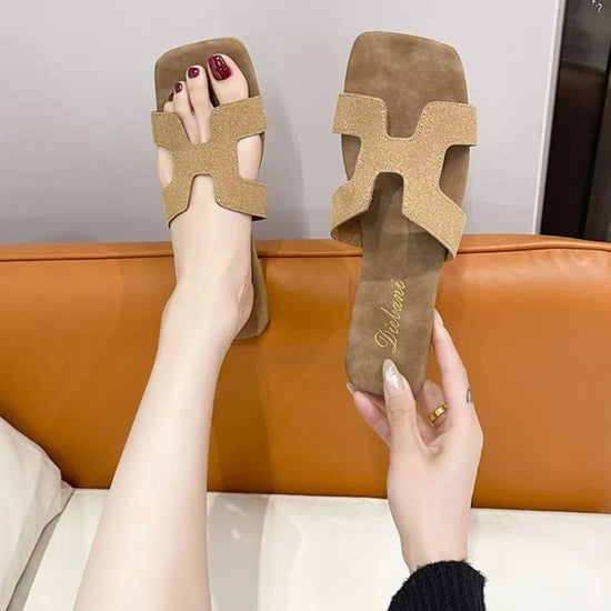 Trendsi Apparel & Accessories > Clothing > Swimwear Camel / 35(US4) Open Toe Flats Sandals Open Toe Flats Sandals