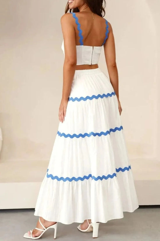 Trendsi Apparel & Accessories > Clothing > Swimwear Contrast Trim Cami and Maxi Skirt Set Contrast Trim Cami and Maxi Skirt Set