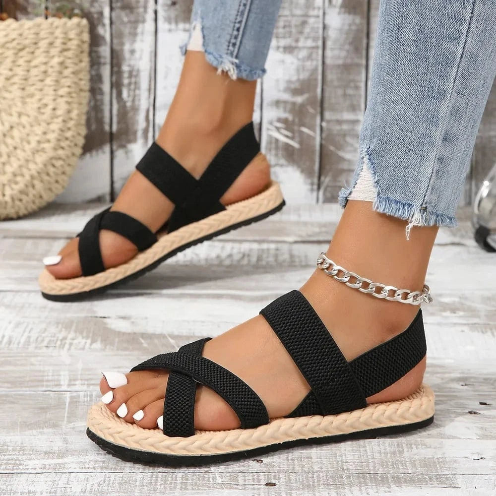 Trendsi Apparel & Accessories > Clothing > Swimwear Crisscross Open Toe Flat Sandals Crisscross Open Toe Flat Sandals