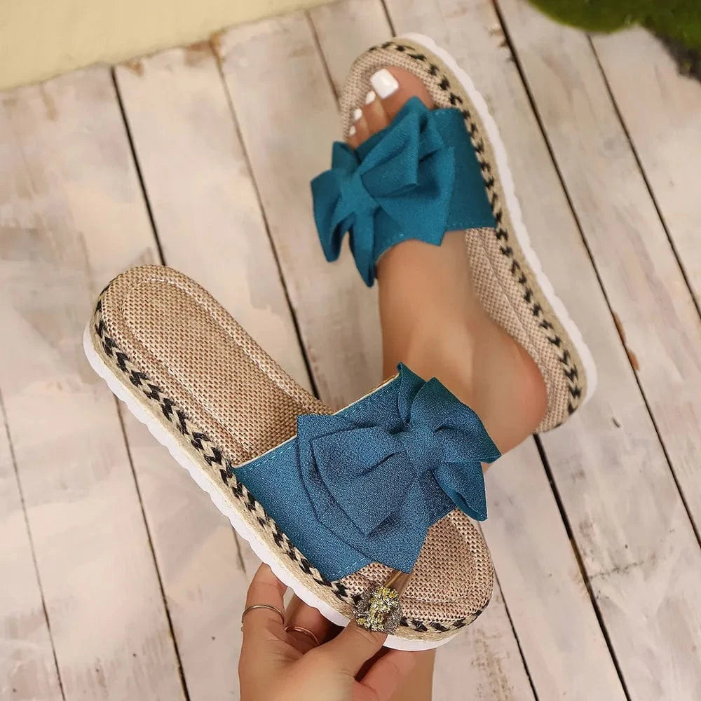 Trendsi Apparel & Accessories > Clothing > Swimwear French Blue / 36(US5) Bow Open Toe Platform Sandals Bow Open Toe Platform Sandals