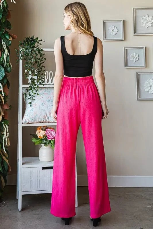 Trendsi Apparel & Accessories > Clothing > Swimwear Heimish Full Size Front Tie Pants with Paperbag Waistband Plus Size Heimish Full Size Front Tie Pants with Paperbag Waistband Plus Size