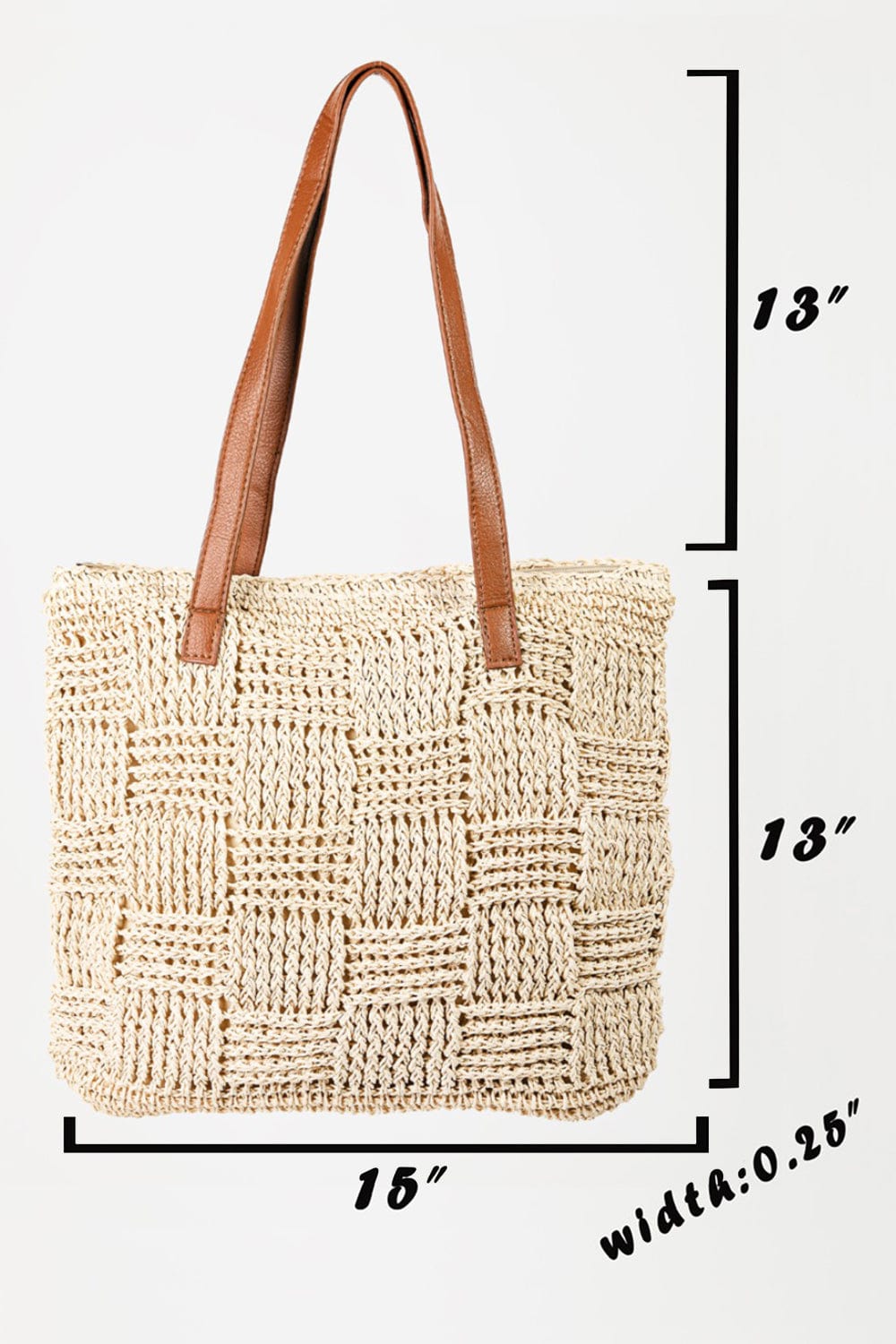 Trendsi Apparel & Accessories > Clothing > Swimwear IV / One Size Fame Braided Faux Leather Strap Tote Bag
