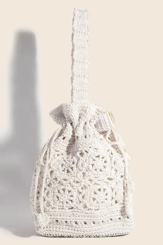 Trendsi Apparel & Accessories > Clothing > Swimwear Ivory / One Size Fame Intricate Braided Single Strap Drawstring Bag Fame Intricate Braided Single Strap Drawstring Bag