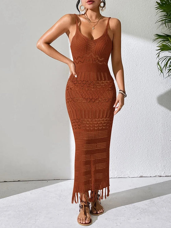 Trendsi Apparel & Accessories > Clothing > Swimwear Openwork Scoop Neck Cover-Up Dress Openwork Scoop Neck Cover-Up Dress