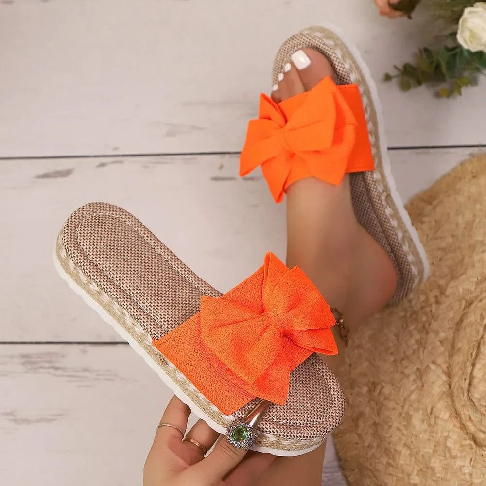 Trendsi Apparel & Accessories > Clothing > Swimwear Orange / 36(US5) Bow Open Toe Platform Sandals Bow Open Toe Platform Sandals