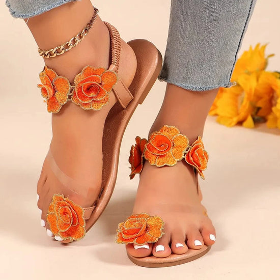 Load image into Gallery viewer, Trendsi Apparel &amp;amp; Accessories &amp;gt; Clothing &amp;gt; Swimwear Orange / 36(US5) Toe Loop Flats Sandals Toe Loop Flats Sandals
