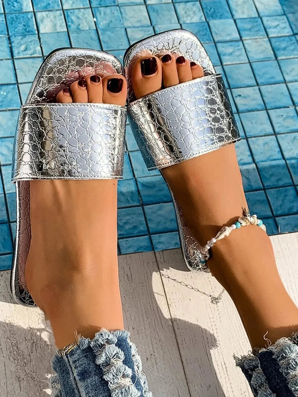 Trendsi Apparel & Accessories > Clothing > Swimwear PU Leather Open Toe Sandals PU Leather Open Toe Sandals