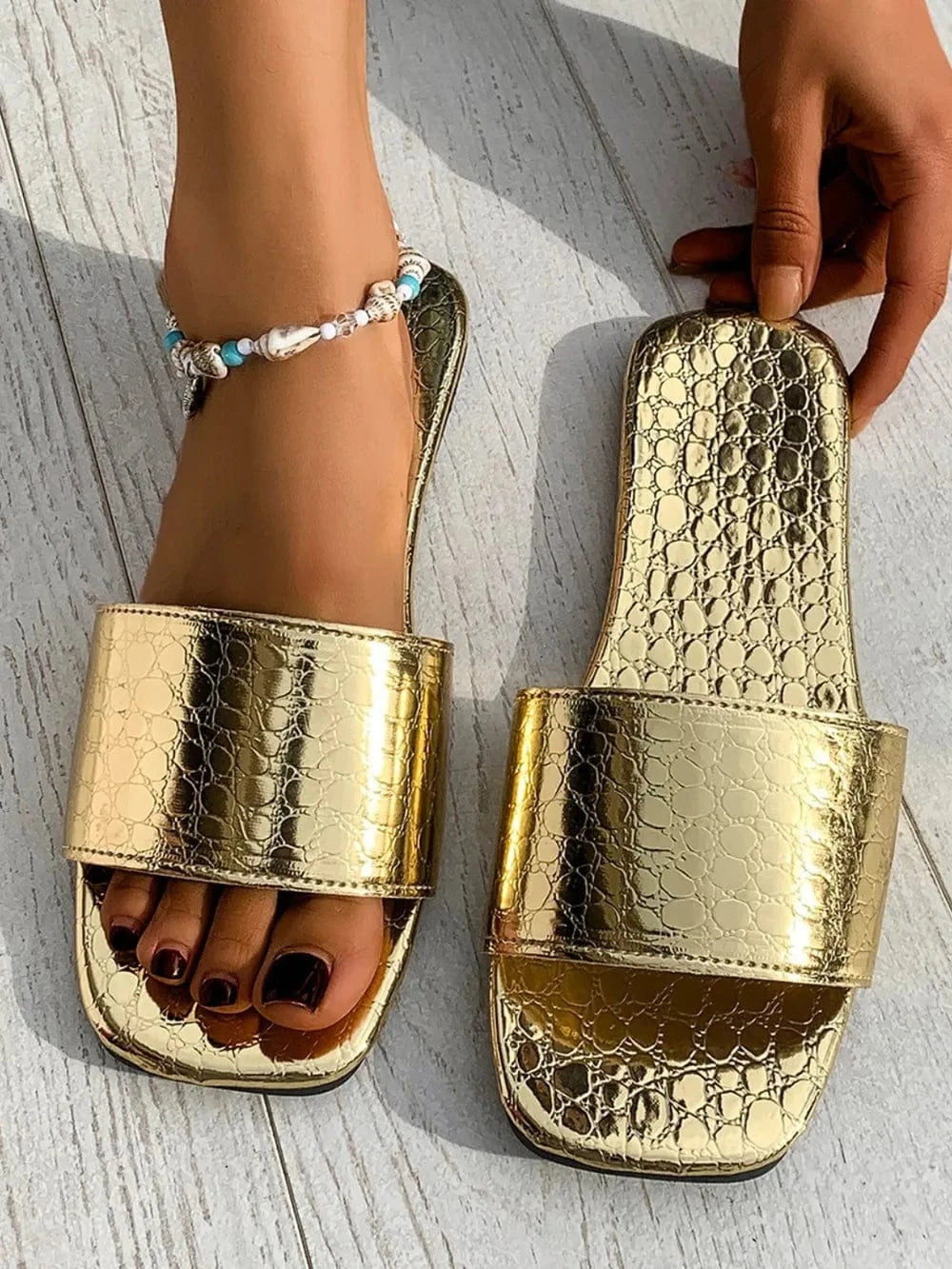 Trendsi Apparel & Accessories > Clothing > Swimwear PU Leather Open Toe Sandals PU Leather Open Toe Sandals