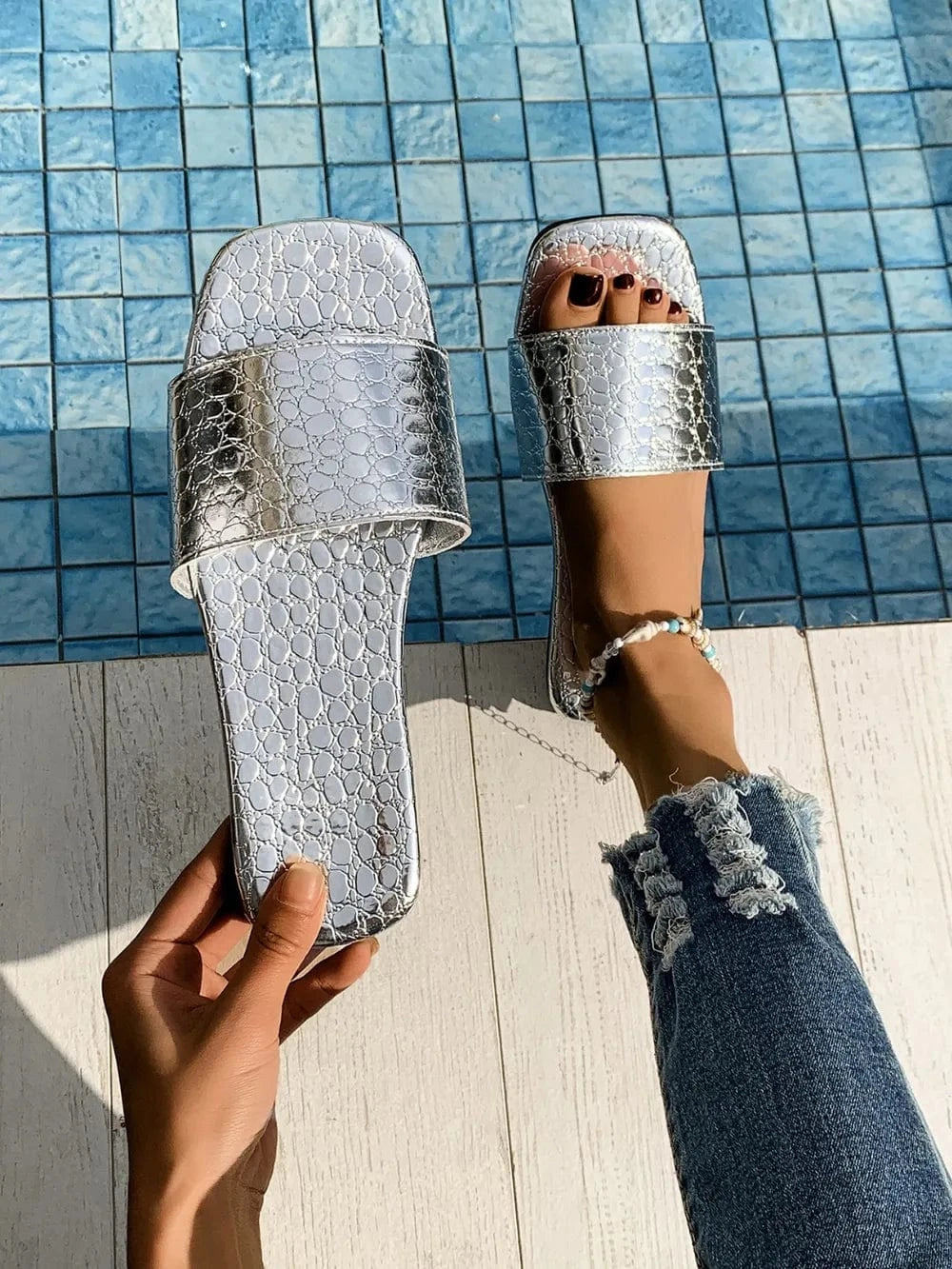 Trendsi Apparel & Accessories > Clothing > Swimwear PU Leather Open Toe Sandals PU Leather Open Toe Sandals