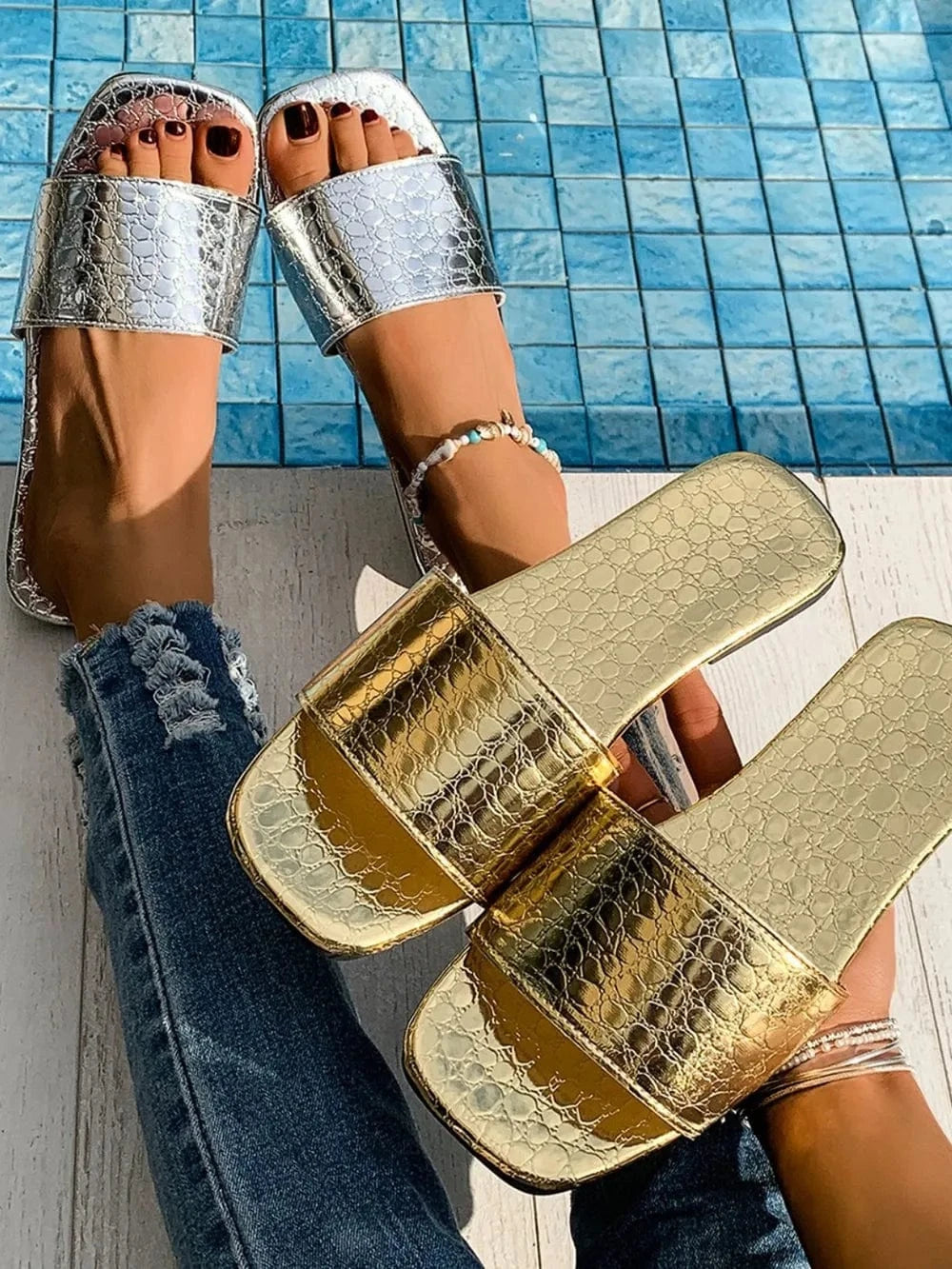 Trendsi Apparel & Accessories > Clothing > Swimwear PU Leather Open Toe Sandals PU Leather Open Toe Sandals