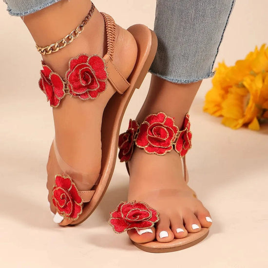Trendsi Apparel & Accessories > Clothing > Swimwear Red / 40(US9) Toe Loop Flats Sandals Toe Loop Flats Sandals