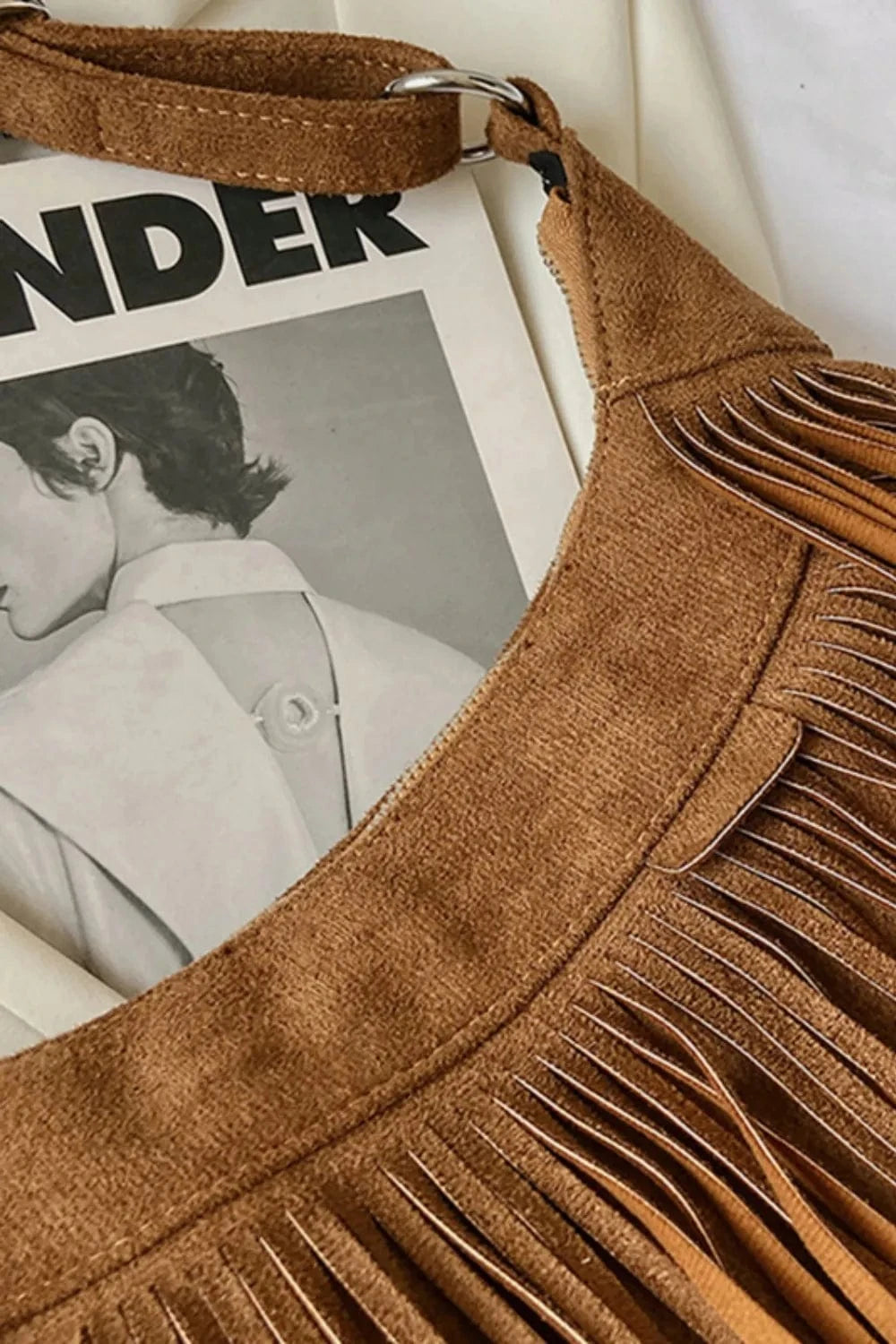 Trendsi Apparel & Accessories > Clothing > Swimwear Suede Fringe Adjustable Strap Shoulder Bag Suede Fringe Adjustable Strap Shoulder Bag