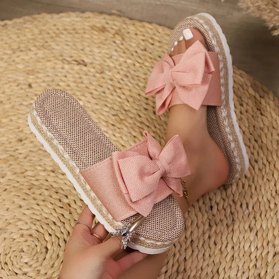 Trendsi Apparel & Accessories > Clothing > Swimwear Watermelon pink / 36(US5) Bow Open Toe Platform Sandals Bow Open Toe Platform Sandals