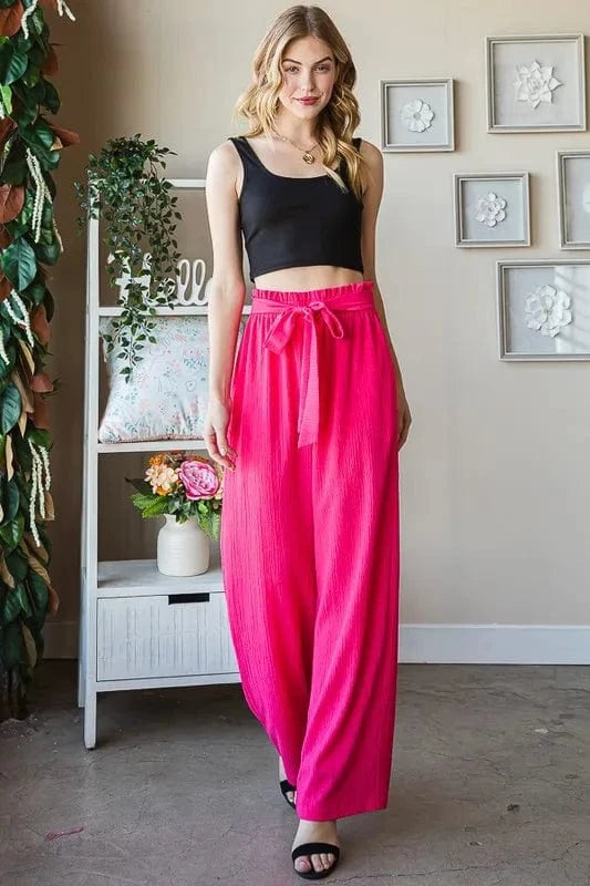 Trendsi Apparel & Accessories > Clothing > Swimwear Watermelon / S Heimish Full Size Front Tie Pants with Paperbag Waistband Plus Size Heimish Full Size Front Tie Pants with Paperbag Waistband Plus Size