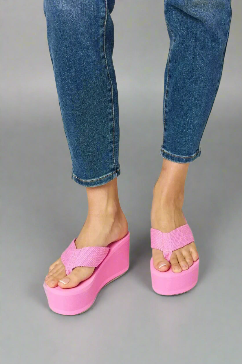 Trendsi Apparel & Accessories > Clothing > Swimwear WILD DIVA Open Toe Platform Wedge Sandals WILD DIVA Open Toe Platform Wedge Sandals