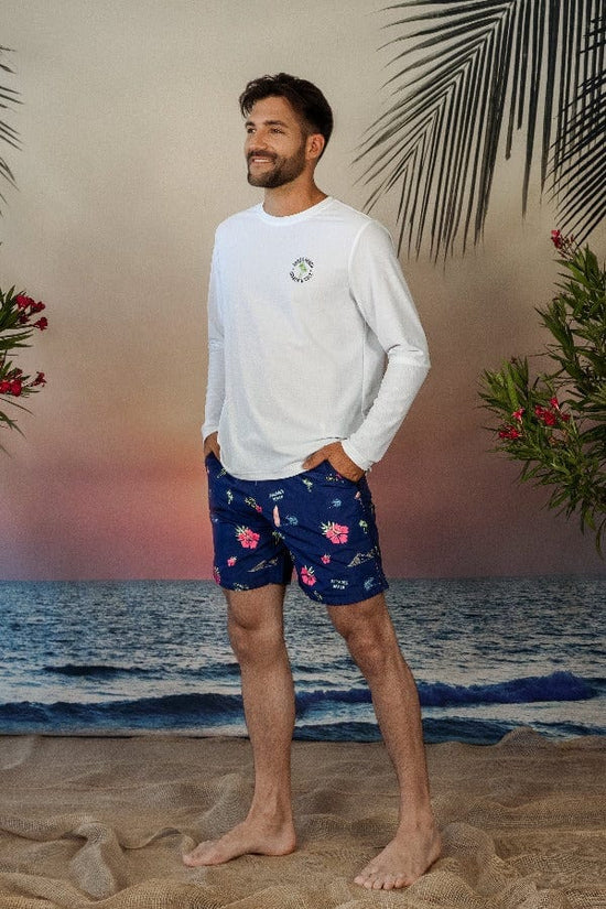 Andrew & Cole Apparel & Accessories > Clothing > Swimwear Men's Blue Maui Swim Trunk Shorts 2023 Andrew & Cole Men's Designer Blue Maui Swim Trunks