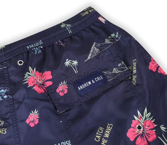 Andrew & Cole Apparel & Accessories > Clothing > Swimwear Men's Blue Maui Swim Trunk Shorts 2023 Andrew & Cole Men's Designer Blue Maui Swim Trunks