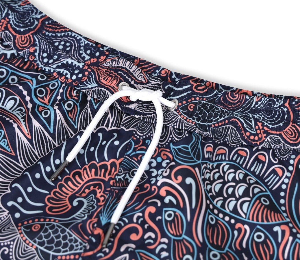 Load image into Gallery viewer, Andrew &amp;amp; Cole Apparel &amp;amp; Accessories &amp;gt; Clothing &amp;gt; Swimwear Men&amp;#39;s Blue Paisley Pattern Print Swim Trunk Shorts 2023 Andrew Cole Men&amp;#39;s Designer Blue Paisley Pattern Swim Trunks
