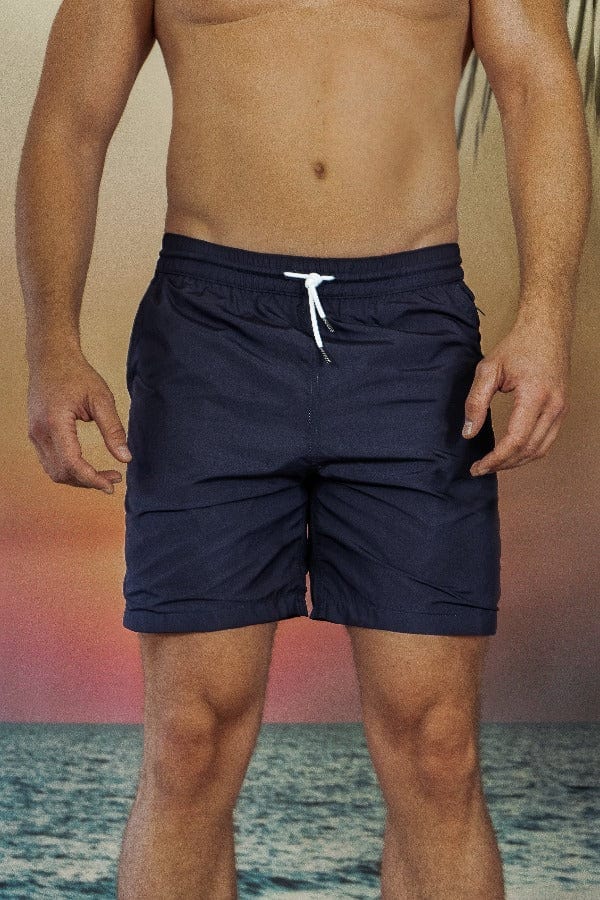 Andrew & Cole Apparel & Accessories > Clothing > Swimwear Men's Navy Blue Swim Trunk Shorts 2023 Andrew & Cole Men's Designer Navy Blue Swim Trunks Shorts