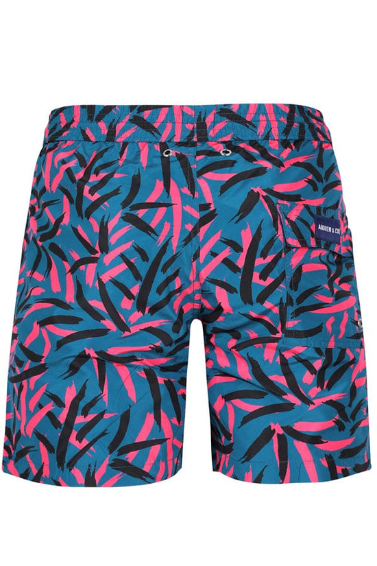 Andrew & Cole Apparel & Accessories > Clothing > Swimwear Men's Tropical Print Swim Trunk Shorts 2023 Andrew & Cole Men's Designer Tropical Leaf Swim Trunks