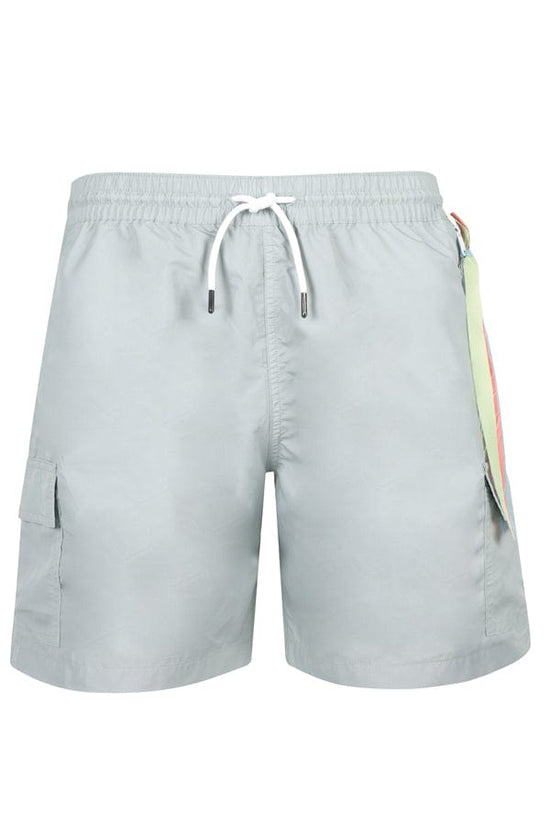 Load image into Gallery viewer, Andrew &amp;amp; Cole Apparel &amp;amp; Accessories &amp;gt; Clothing &amp;gt; Swimwear Small / Grey Men&amp;#39;s Grey Cargo Swim Trunk Shorts 2023 Andrew &amp;amp; Cole Men&amp;#39;s Designer Gray Cargo Swim Trunks Shorts
