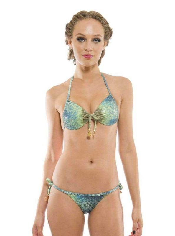 2024 Aquarella Winner Wet Look Triangle Tie Side Designer Bikini