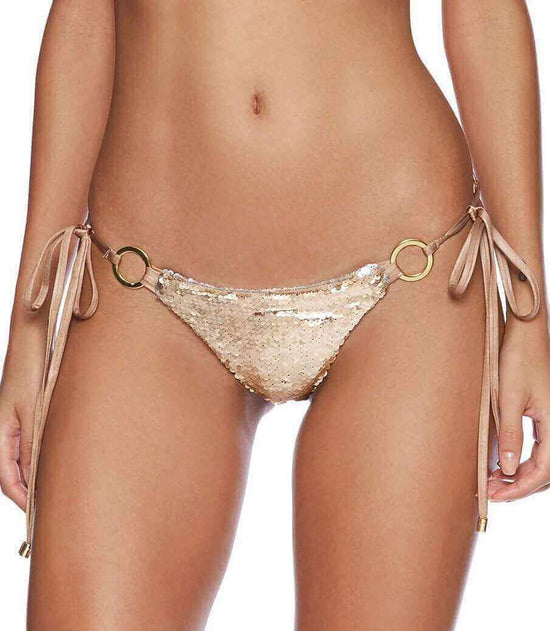 Beach Bunny Apparel & Accessories > Clothing > Swimwear Small / Gold Beach Bunny Siren Song Gold Sequin Tie Side Bottom (Turquoise also available)