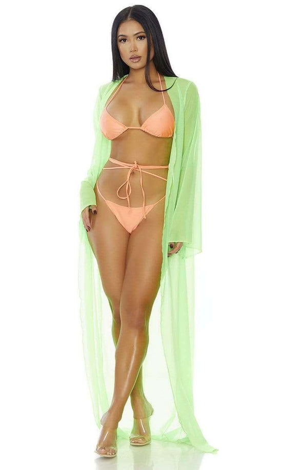 Load image into Gallery viewer, Forplay Apparel &amp;amp; Accessories &amp;gt; Clothing &amp;gt; Swimwear Neon Pink Sheer Mesh Long Cover-Up (Many Colors Available) Neon Pink Orange Green Yellow Sheer Mesh Long Cover Up Forplay 440332
