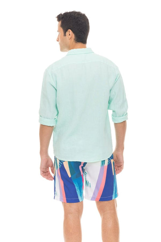 Load image into Gallery viewer, Le Club Apparel &amp;amp; Accessories &amp;gt; Clothing &amp;gt; Shirts &amp;amp; Tops Aqua Peter Linen Shirt (Many Colors Available) 2021 Navy Blue Pink White Aqua Le Club Original Peter Linen Shirt
