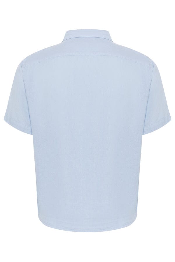 Load image into Gallery viewer, Le Club Apparel &amp;amp; Accessories &amp;gt; Clothing &amp;gt; Shirts &amp;amp; Tops Navy Blue Peter Linen Short Sleeve Shirt (Many Colors Available) 2022 White Navy Sky Blue Le Club Short Sleeve Peter Linen Shirt
