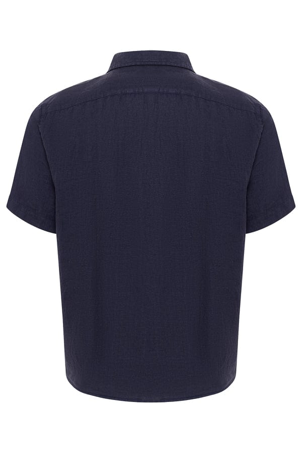 Le Club Apparel & Accessories > Clothing > Shirts & Tops Navy Blue Peter Linen Short Sleeve Shirt (Many Colors Available) 2022 Sky Navy Blue White Le Club Short Sleeve Peter Linen Shirt