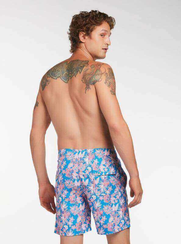 2024 Le Club Men's Original Swimsuit Flower Geo Long Trunk 7 inch inseam