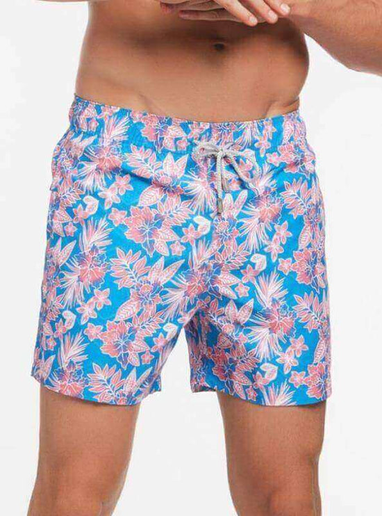 Load image into Gallery viewer, Le Club Apparel &amp;amp; Accessories &amp;gt; Clothing &amp;gt; Swimwear Flower Geo Mid Length Trunk (5.5 inch inseam) 2021 Le Club Men&amp;#39;s Swimsuit Flower Geo Mid Length Trunk 5 inch inseam
