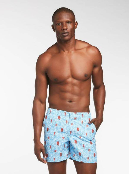 Load image into Gallery viewer, Le Club Apparel &amp;amp; Accessories &amp;gt; Clothing &amp;gt; Swimwear Small / Blue Sile Bay Mid Length Trunk (5.5 inch inseam) 2021 Le Club Men&amp;#39;s Swimsuit Sile Bay Mid Length Trunk 5 inch inseam
